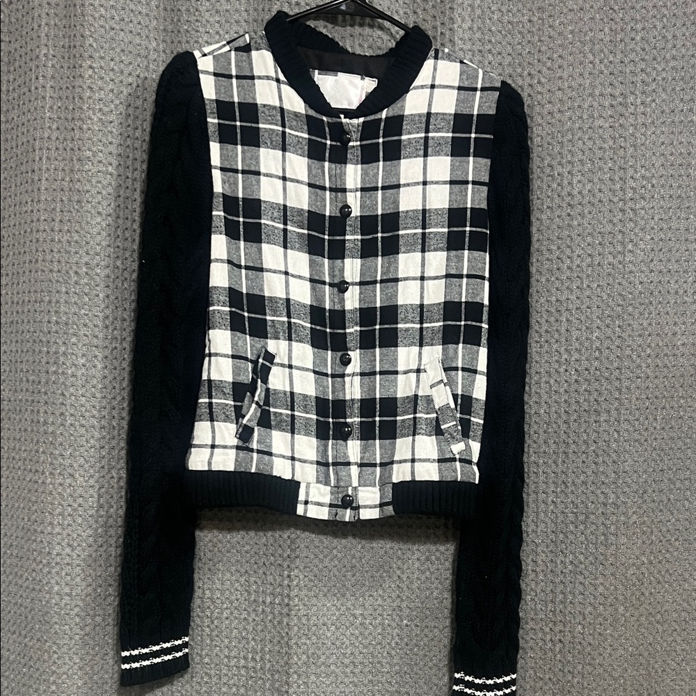 Xhilaration Black and White Plaid Kids Jacket